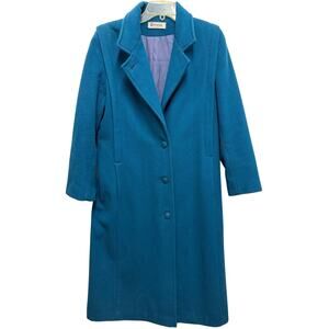 VTG Forecaster of BOSTON Women's SZ 8 Wool Teal Boot Length Coat Union USA Made